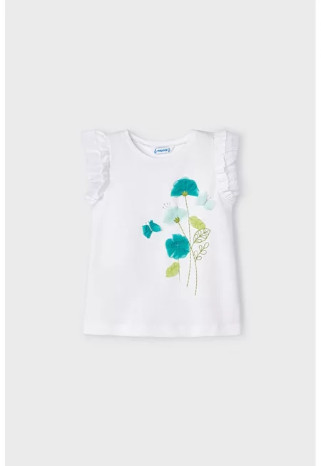 Флорална тениска с набрани ръкави