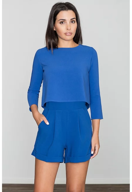 Къс гащеризон -  елегантен - син - еластан