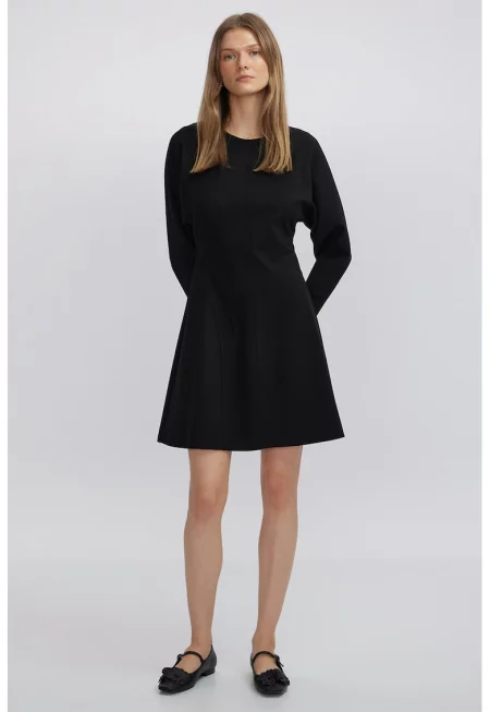 Къса разкроена рокля - Черен