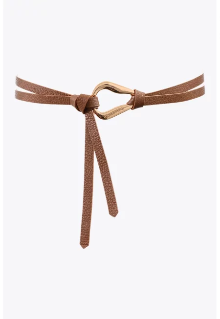 Кожен колан с лого - Тъмнокафяв