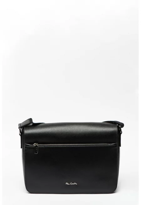 Кожена чанта с малко лого - Черен