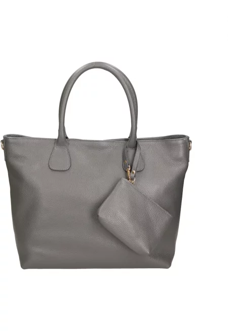 Кожена чанта с отделящ се несесер - Tъмносив