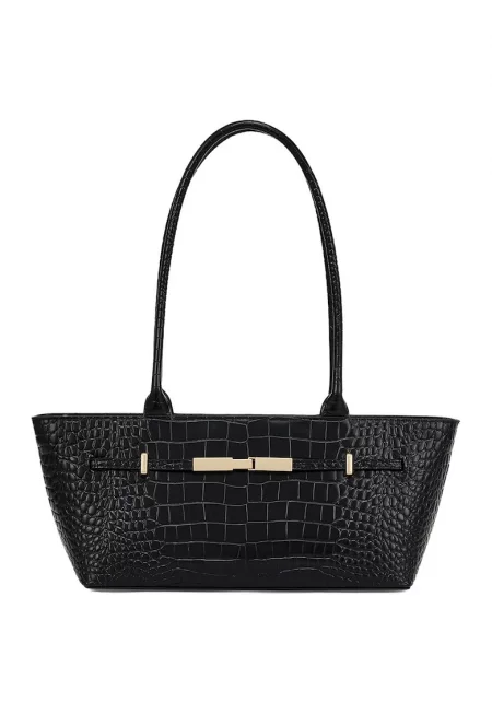 Кожена чанта за рамо - Черен