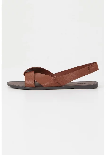 Кожени обувки с отворена пета - Кафяв