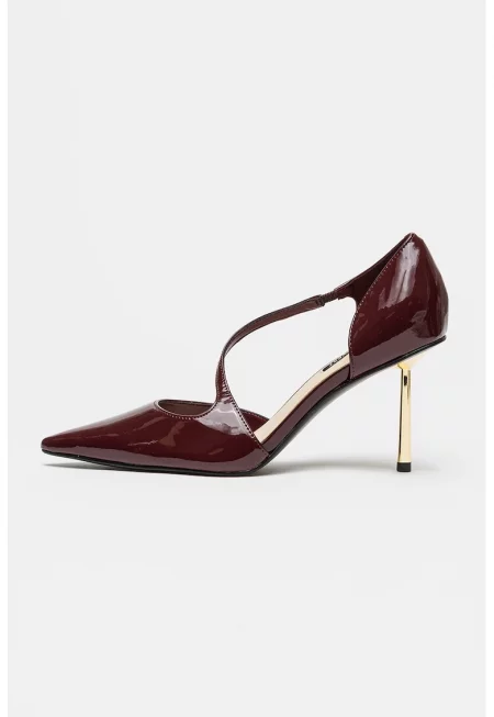 Лачени обувки стилето Dolen - Тъмночервен