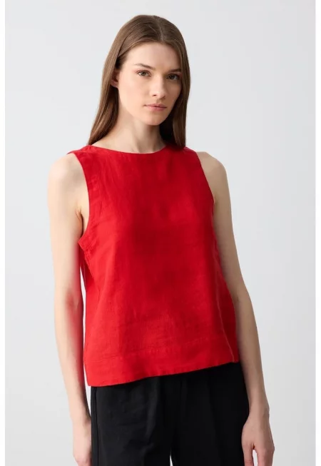 Ленен топ - Червен