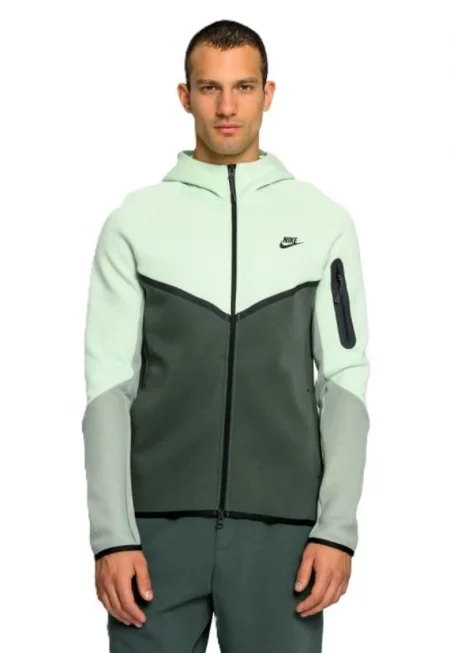 Мъжки суичър с цип -  M Nk Tch Flc Fz Wr Hoodie - Памук - Зелен - Зелен