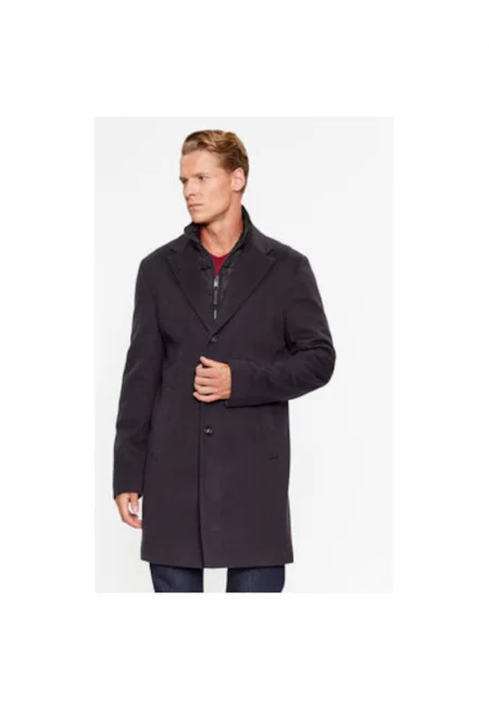 Мъжко палто -  303389390 - Вълна/Полиамид - Син - Син