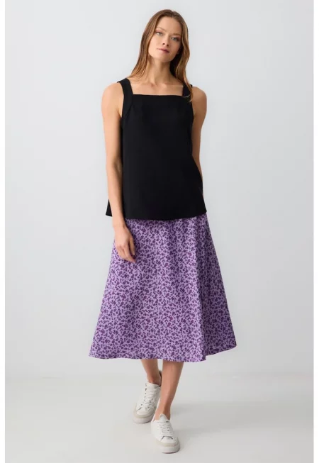 Миди пола с лен - Лилав/Аметист