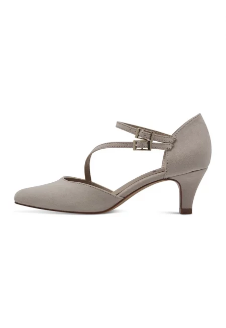 Обувки от еко кожа с висок ток и тока - Сиво-кафяв
