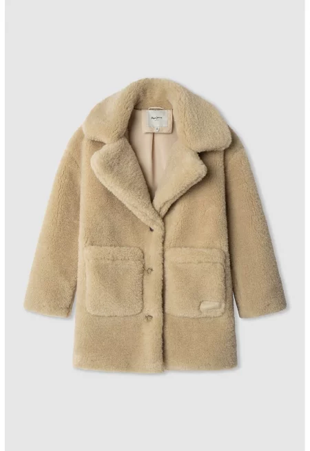 Палто с копчета и джобове - Бежов