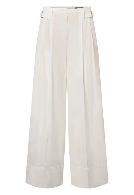 -Панталон с широк крачол и регулируеми странични презрамки - Бял