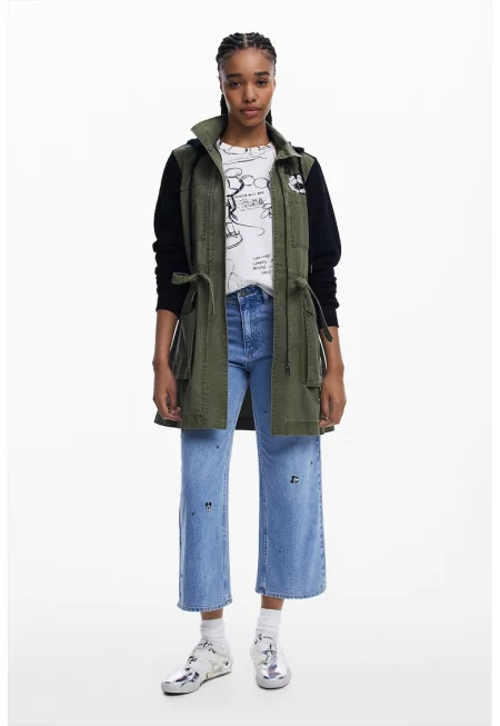 Парка с принт на Mickey Mouse - Черен/Каки