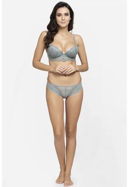 Подплатен сутиен с дантелен слой - Пепеляво сиво