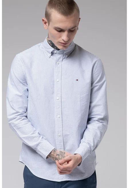 Раирана риза Oxford - Бял/Лавандула