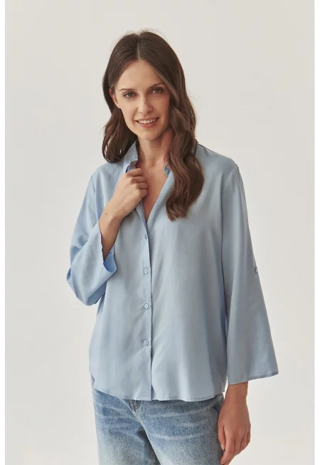 Риза от лиосел с яка - Пастелносин