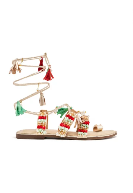 Сандали Nubo с мъниста - Червен