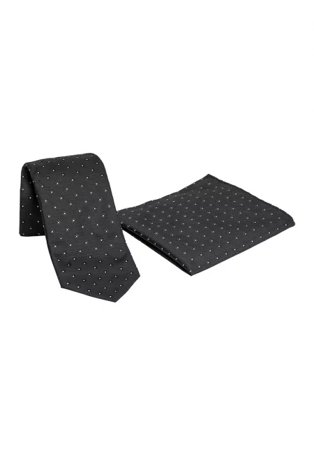 Сатинирана вратовръзка и квадратна декоративна кърпичка