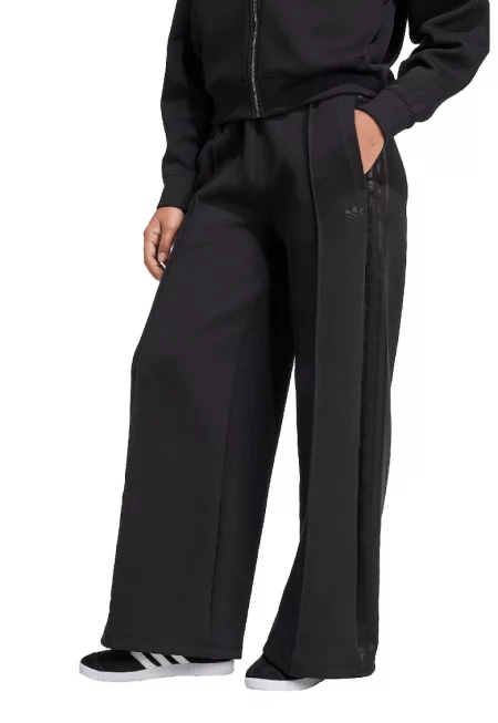 Широк спортен панталон със странични ивици - Черен