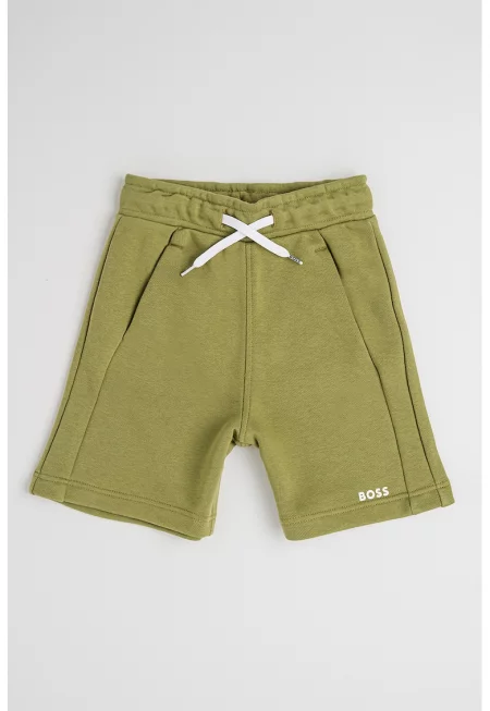 Шорти с памук със скосени джобове - Маслинено зелено
