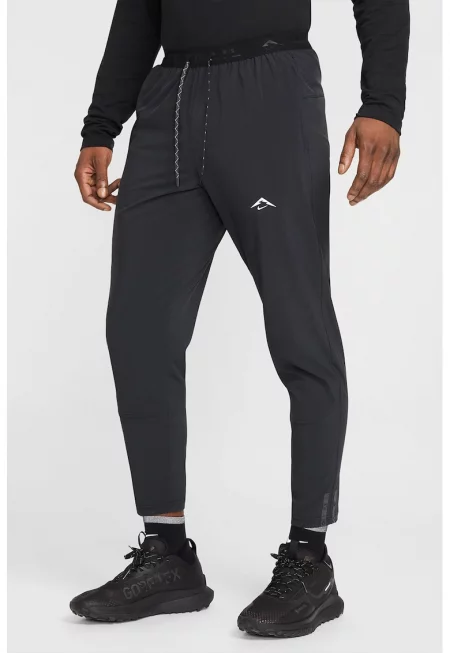 Скосен панталон за бягане с връзка - Антрацитно сиво