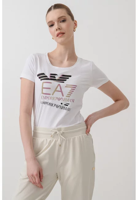 Слим тениска с лого - Бял