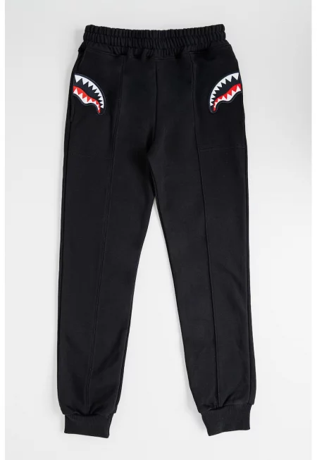 Спортен панталон с графика - Черен