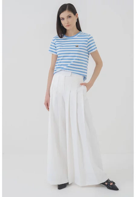 Стандартна тениска от органичен памук - Бял/Небесносин