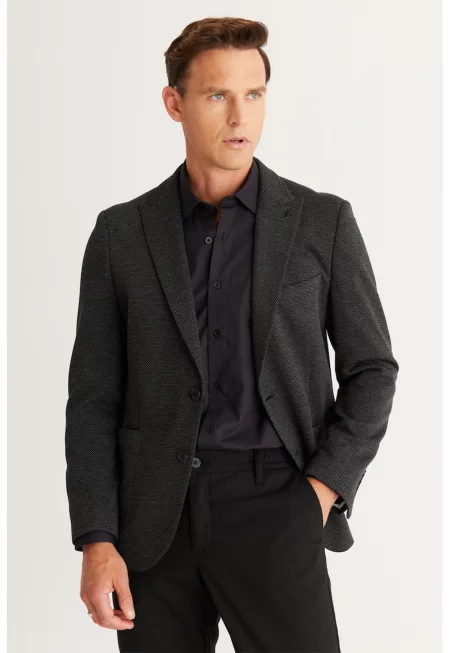 Стандартно сако - Черен меланж