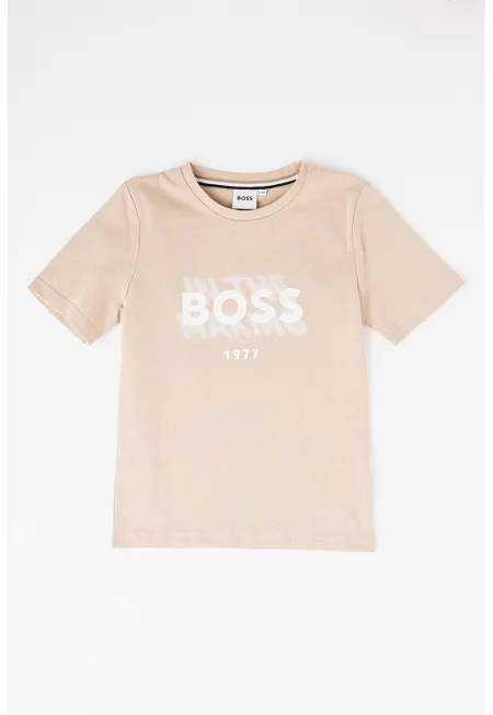 Тениска с лого - Тъмнобежово