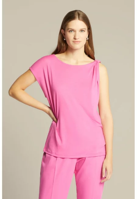Топ с овално деколте - Розово