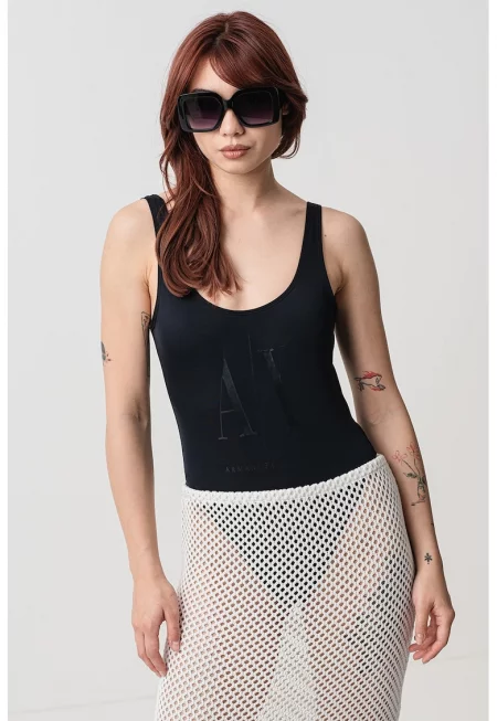 Цял бански с лого - Черен