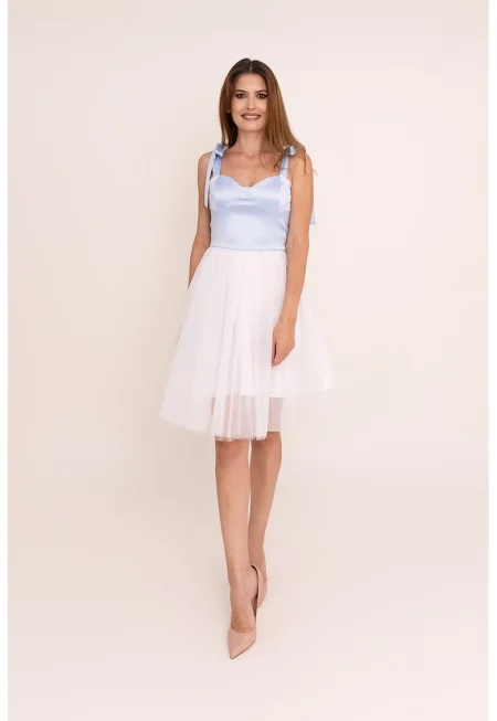 Тюлена рокля Selene с дизайн 2 в 1 - Бял/Пастелносин