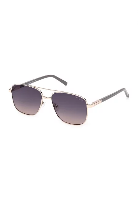 Унисекс слънчеви очила Aviator с метална рамка - Златист/Светло сив