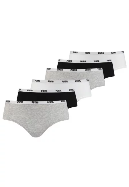 Бикини хипстър - 6 чифта - Бял/Черен/Сив