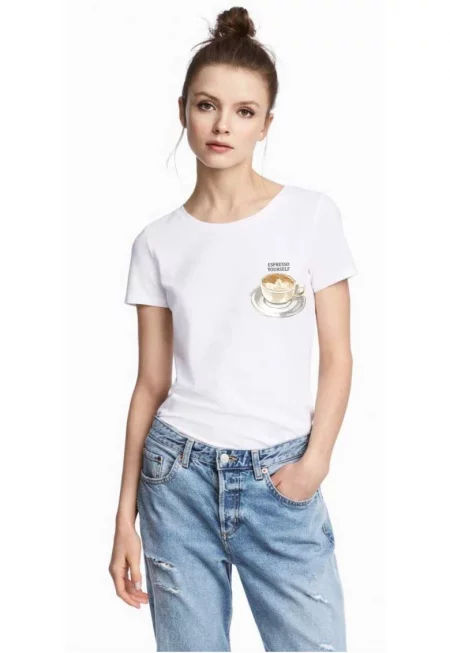 Бяла дамска тениска - Espresso Yourself I