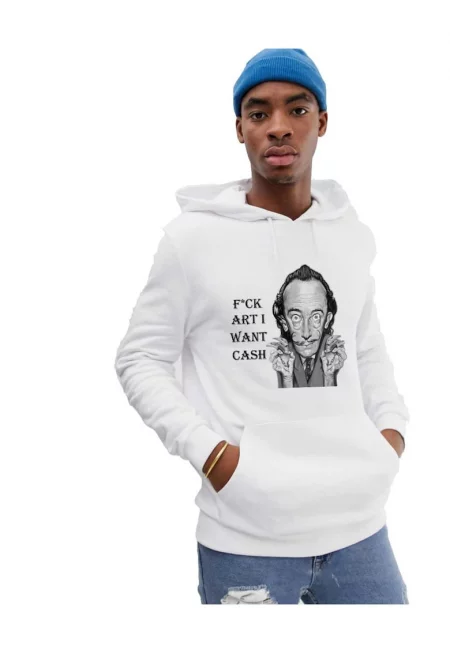 Бяла мъжка качулка - Dali - Искам ПАРИ