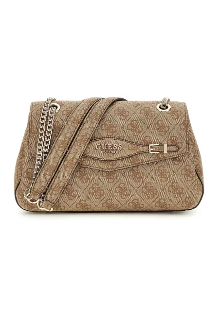 Чанта от еко кожа с принт - Светлокафяв