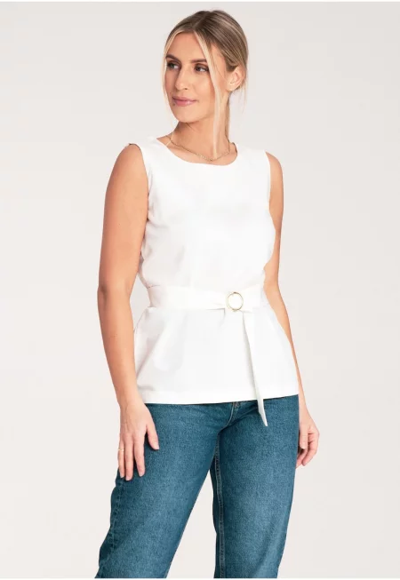 Дамска блуза -  Полиестер/Вискоза - Елегантна - Екрю