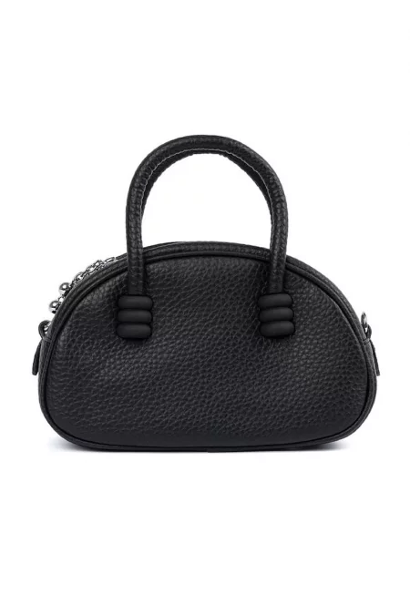 Дамска чанта  crossbody черна - компактна - от полиестер - с регулируема презрамка