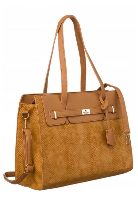 Дамска чанта  еко кожа - едно отделение - Кафяв