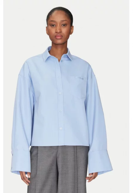 Дамска риза -  305214324 - Памук/Рециклиран полиестер - Синя - Син