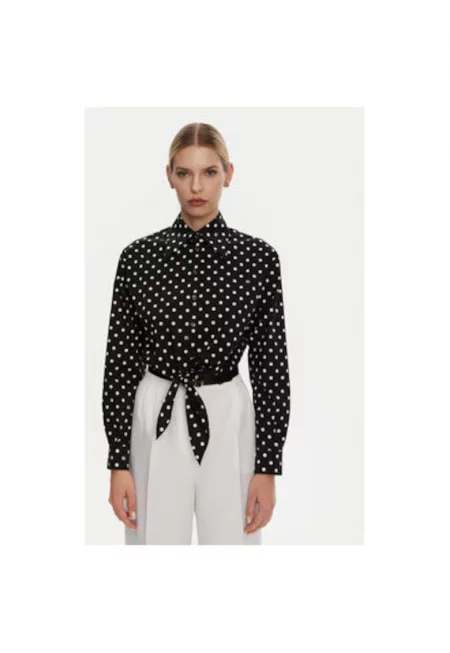 Дамска риза -  305315410 - Памук - Еластан - Черна