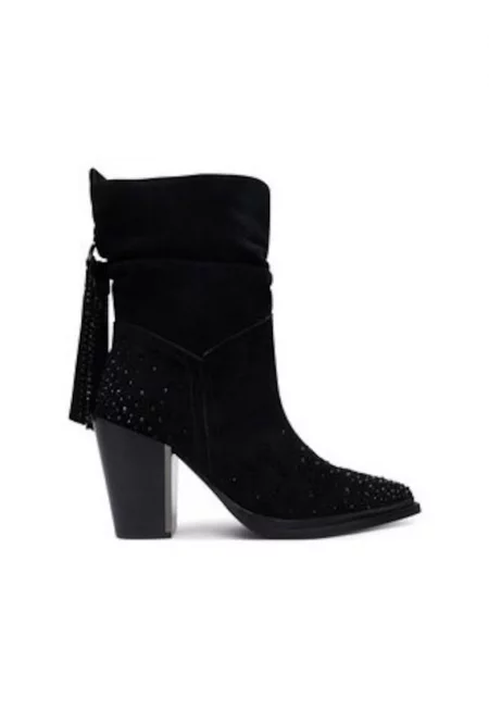 Дамски боти -  естествена кожа - черен - - - - Черен