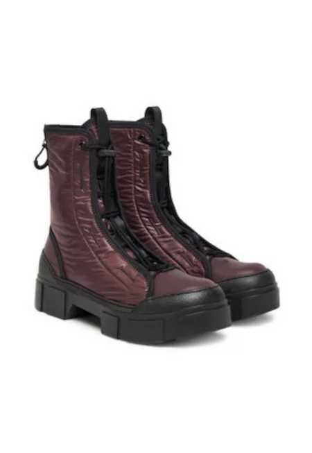 Дамски боти - Vic Matie - до глезена - текстилен материал - тъмнокафяв/черен