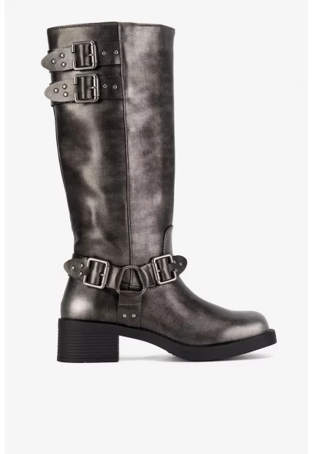 Дамски ботуши  5905588932406 - Синтетични - Сребърни - Сребрист