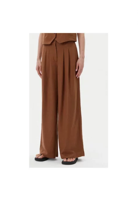 Дамски панталон  5503840 - вискоза/лен - кафяв - Кафяв