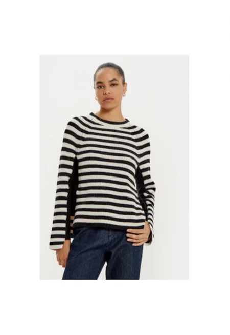 Дамски пуловер -  304524561 - Памук - Черен - Черен