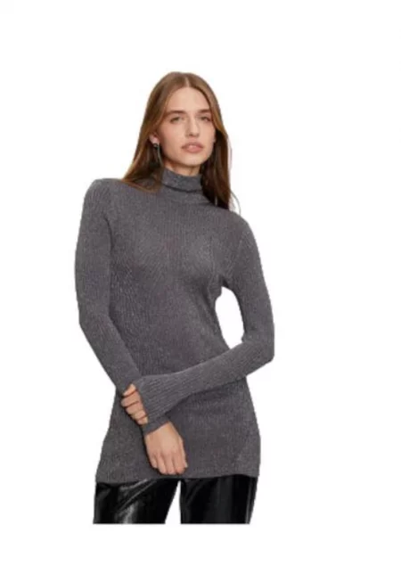 Дамски пуловер -  сив - вискоза-полиамид-полиестер -