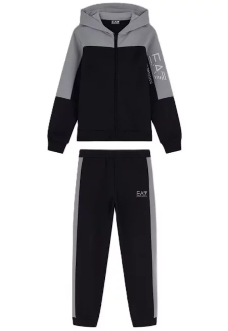 Детски анцуг -  Train Athletic Colour Block Boy T-Suit Hoodie Fz Ch Br - Памук - Черен - Черен